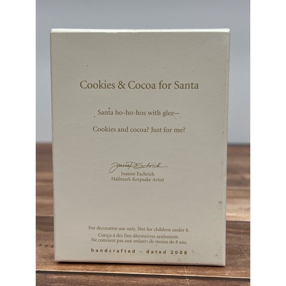 2008 HALLMARK ORNAMENT LPR3394 COOKIES & COCOA FOR SANTA BY JOANNE ESCHRICH - Picture 3 of 8